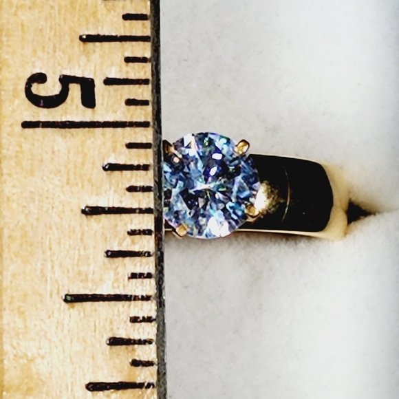 Cubic Zirconia engagement/promise ring in 14K YG over Stainless Steel sz 9 - Picture 2 of 6